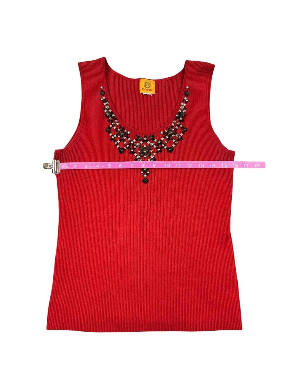 Y2K Ruby Rd. Red Ribbed Tank Top - Picture 7 of 8